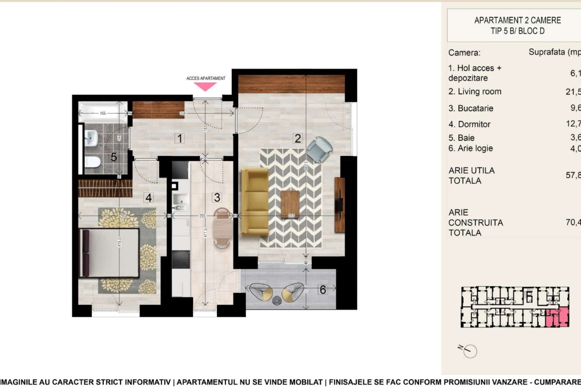 Apartament, 2 camere, OPAL RESIDENCE 1, Vedere vest 